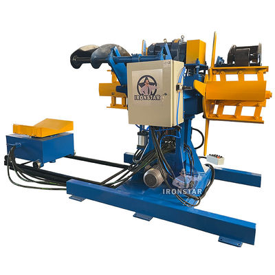 “Automatic 5 Ton 500mm Double Head Hydraulic Decoiler With Coil Loading Vehicle For Steel Coil Feeding Double Head Hydraulic Uncoiler 5T Capacity 500mm Width Decoiler Equipped With Loading Trolley”