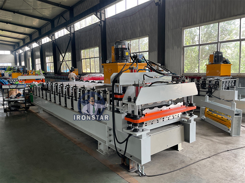 “Ironstar Factory Direct Supply 836 Wave Sheet 828 Roof Tile Double Layer Roll Forming Machine Flying Cutting System Two In One Roof Tile Making Machinery Automatic PLC Control Roofing Production Line